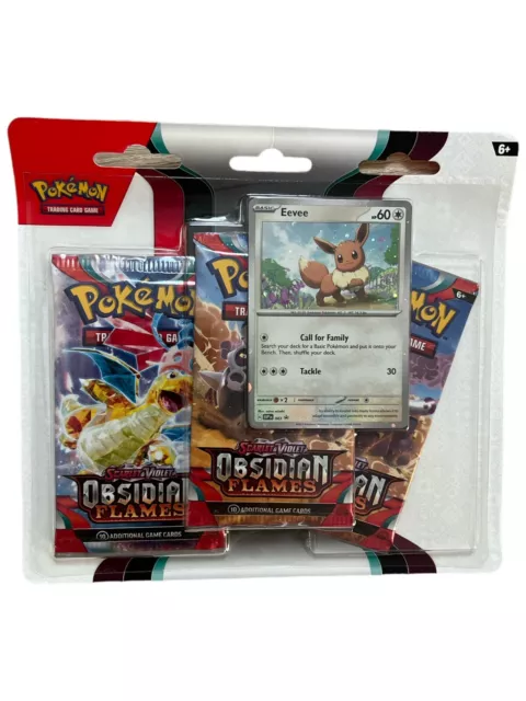 Pokemon Blister Eevee 043 Promo Triple Pack Scarlet & Violet Obsidian Flammes