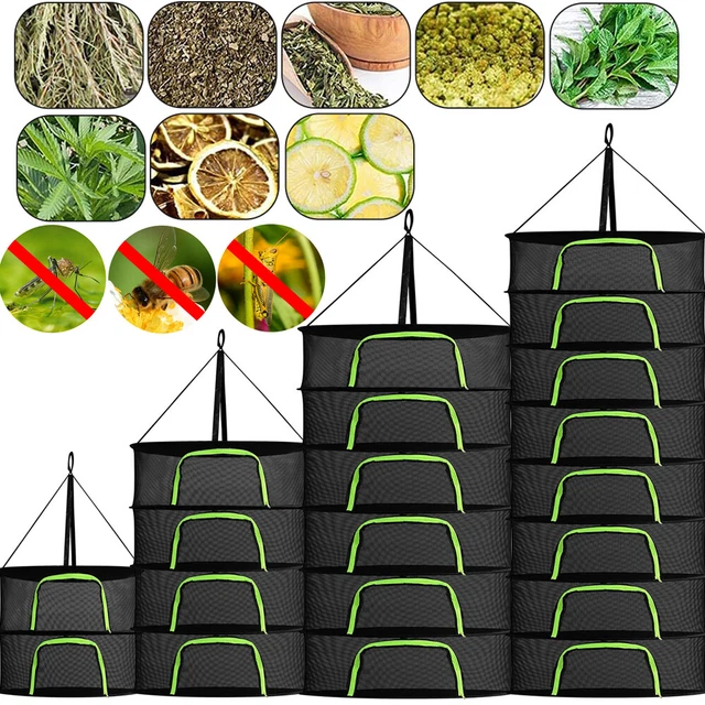 2-8 Layer Folding Dry Rack Herb Drying Net Dryer Bag For Garden Hydroponic Plant