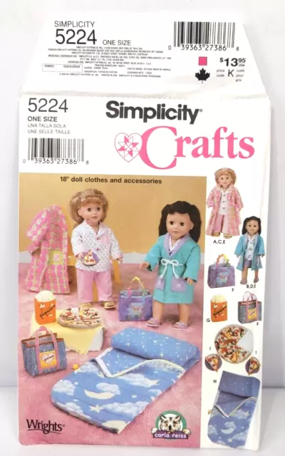 simplicity crafts 18 in doll clothes accessories uncut pattern 2004