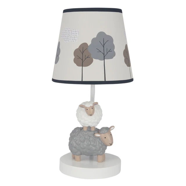 LAMBS & IVY Baby Farm Grey/White Lamb/Sheep Nursery Lamp with Shade