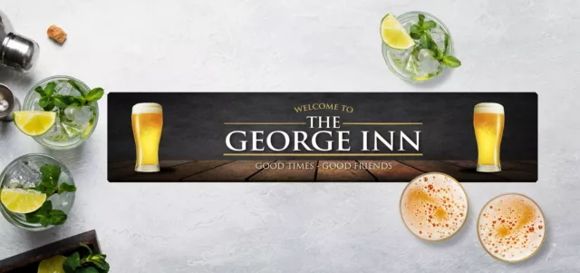 Personalised bar Runner Mat - Grey Grunge Home bar mat beer mat L751