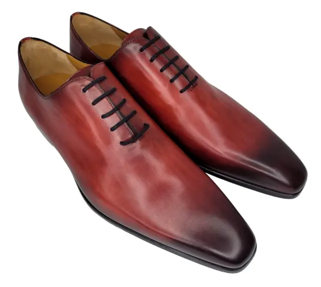 NEW- Magnanni "Cruz" Men's Whole Cut Leather Oxford, Red Cognac, 13 M, MSRP $595