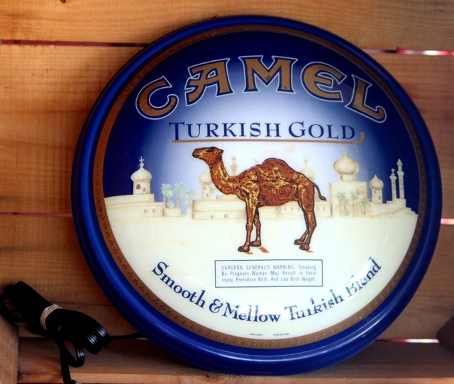 VINTAGE CAMEL CIGARETTES Turkish Gold Light Up Round Sign 84.99 PicClick