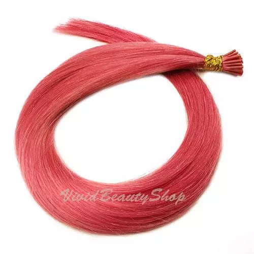 25 Rosa Fucsia Pre Adhesivo I Punta Anillas Micro Cuentas Remy Extensiones Pelo