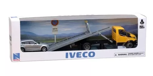 NEWRAY, Truck Iveco Ring Car With BMW Series 1 Grey, Scale / Ladder, NEW16233B 2