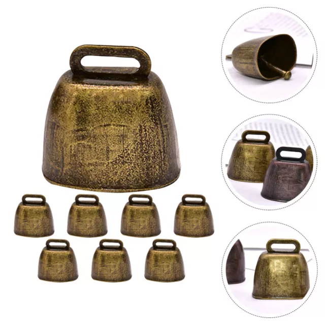 8 Pcs Copper Metal Cow Bell Iron Cattle Bells Vintage Decor