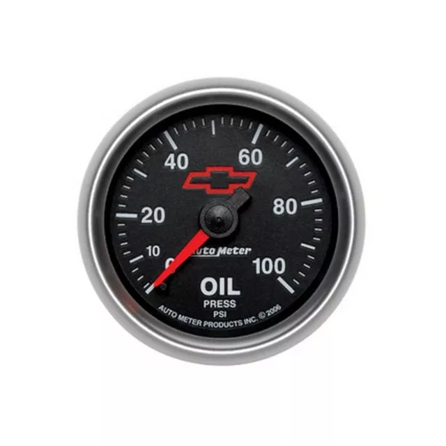 Autometer Chevy Bowtie 2-1/16" Oil Pressure Gauge 0-100PSI Mechanical AU3621-...