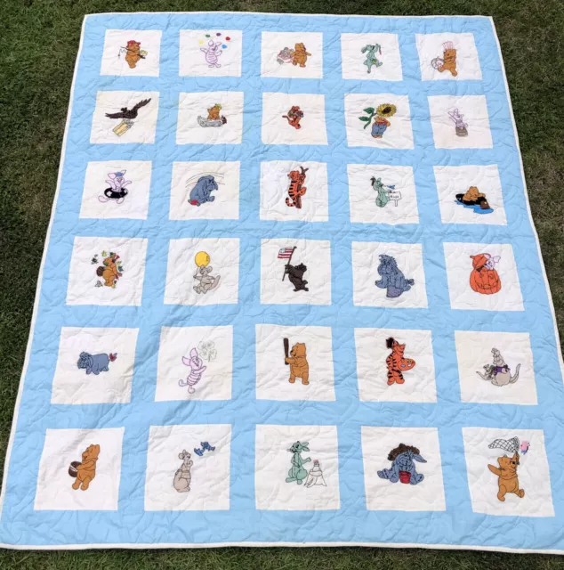 Old Quilt-The Quilt Show, Winnie the Pooh “Large Quilt 91 x 75 Hand & Machine