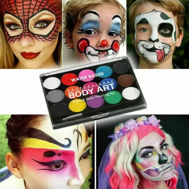 15 Color Non Toxic Face Body Paint Make Up Palette Kit Water Based Oil Painting