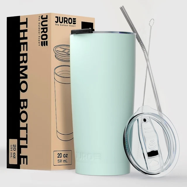 JURO Tumbler 20 oz Stainless Steel Vacuum Insulated w/Lids and Straw Travel Mug