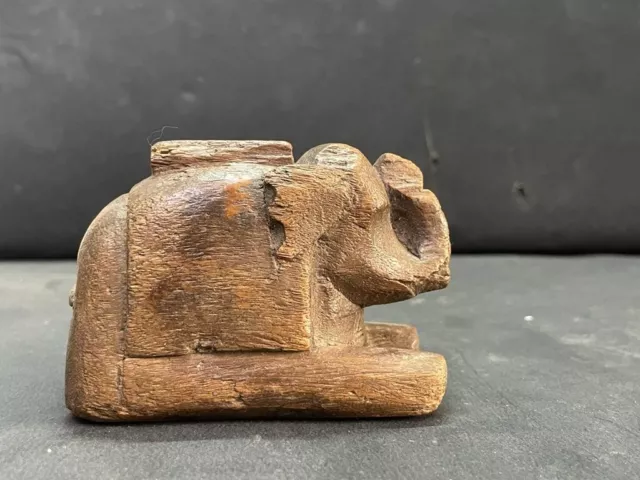 Antiguo Vintage Raro Mano Tallado Madera Pequeño Elefante Figura Estatua / Peter