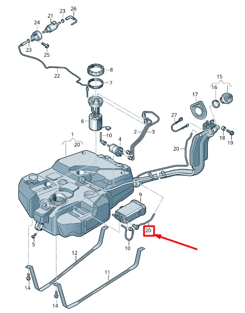VOLKSWAGEN CADDY 2K MK3 Fuel Tank Breather Line 2K0201931 NEW GENUINE