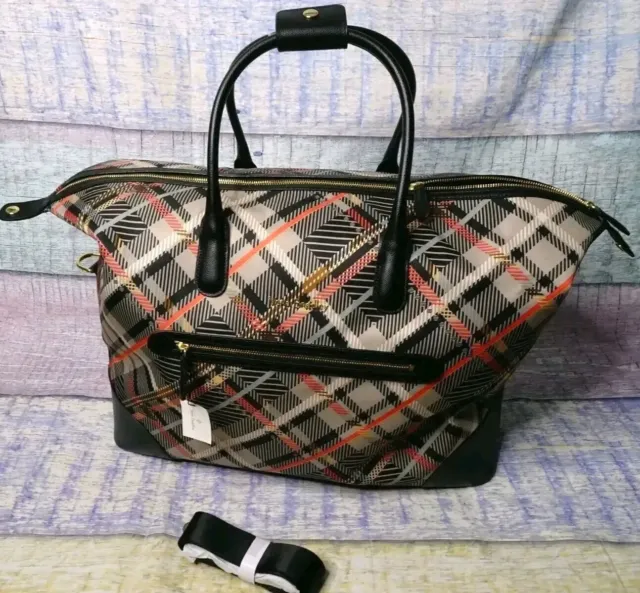 Vera Bradley Sofia Plaid Travel Duffel Bag W/Leather Trim - Carry on - New NWT