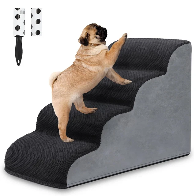 4 STEPS DOG Ramp/Stairs for Beds,Couches,High Density Expand Foam