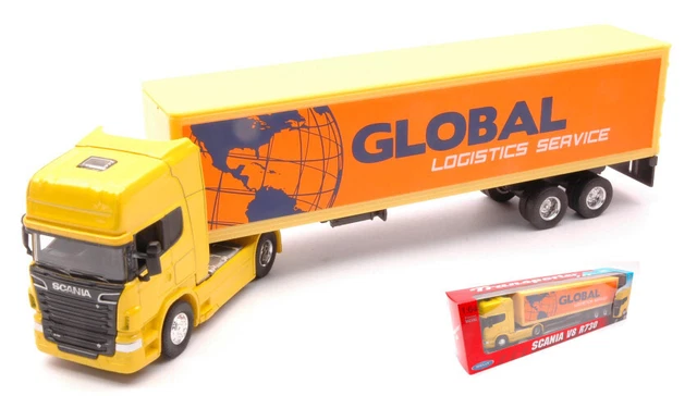 Camion Diecast B&M Stores Scala 1:64 - Modellino Mercedes-Benz Bianco/arancio/blu - Nuovo