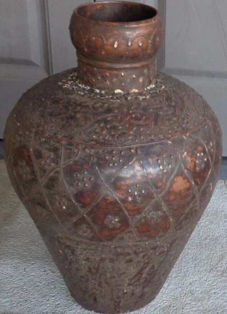 Beautiful Pressed Tin Large Decorative Vase – GDC – India – GREAT FOR DISPLAY 3