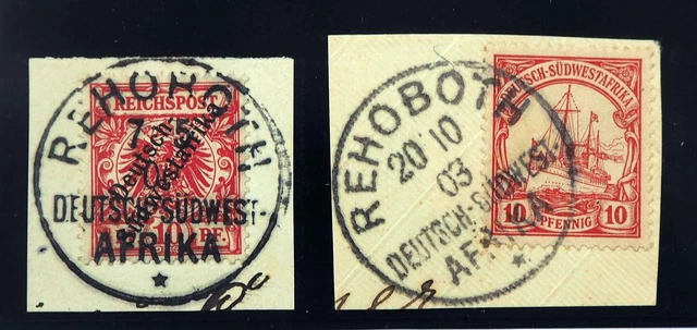 Dt. SW-Afrika Stpl.; "REHOBOTH DSWA", K1 auf 10 Pfg. Adler & 10 Pfg, MiNr. 7,13