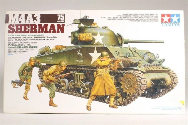 Maquette Char Sherman M4A3 105mm Tamiya 1:35 - Kit Plastique à Monter Et Peindre, échelle HO