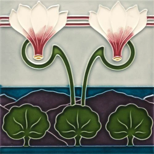 Art Nouveau Vintage Ceramic Tile Azulejo German Trivet Majolica Reproduction
