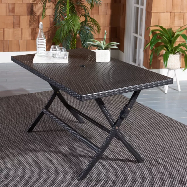 SAFAVIEH Outdoor Collection Akita Folding Table | Black |