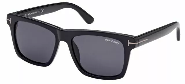 NWT TOM FORD Buckley-02 FT0906 N 01A Shiny Black Smoke 56 mm Men's Sunglasses