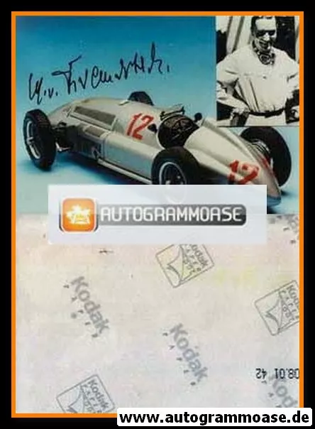 Autograph Formula 1 | Manfred von Brauchitsch | 1938 photo retro (collage Mercedes