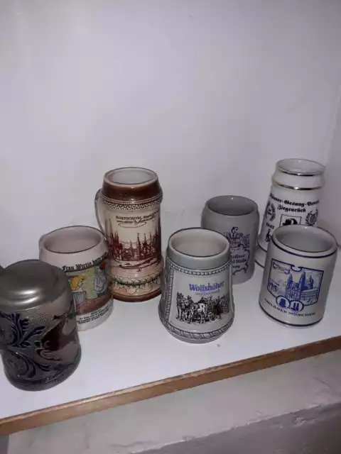 Jarras de Cerveza Vaso Precipitados Seidel Cerámica Colección 7 Unidad Conjunto