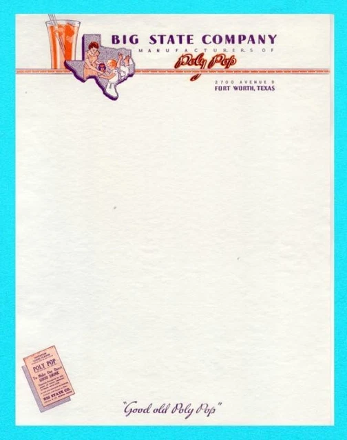 Fort Worth, TX - Poly Pop Letterhead - NOS (New Old Stock)