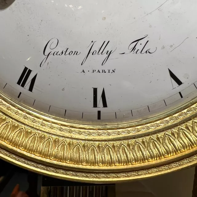 Gaston Jolly French Empire Ormolu Bronze Portico Mantel Clock -- Circa 1800s 3