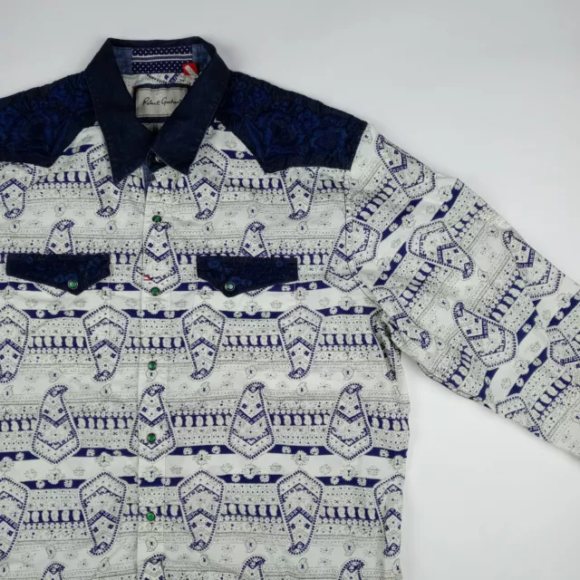 ROBERT GRAHAM Pearl Snap Shirt Long Sleeve Embroidered Men's Size 3XL 2