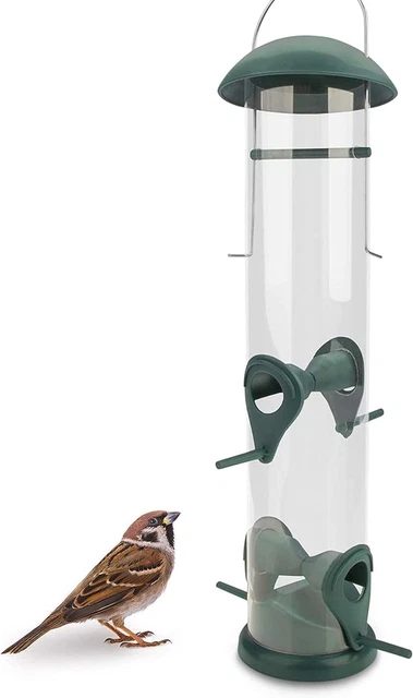 12" grain bird feeder green – with 4 landing sites, bird feeder, feeder column,