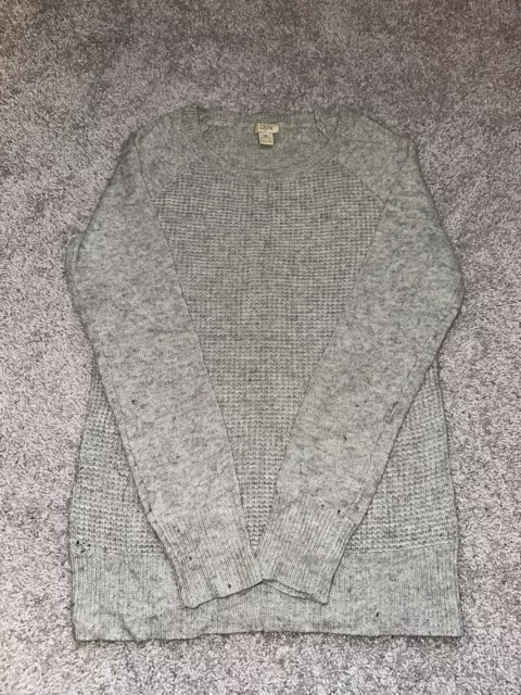 J Crew Warmspun Waffle Sweater Merino Wool Blend Women Size XS Gray