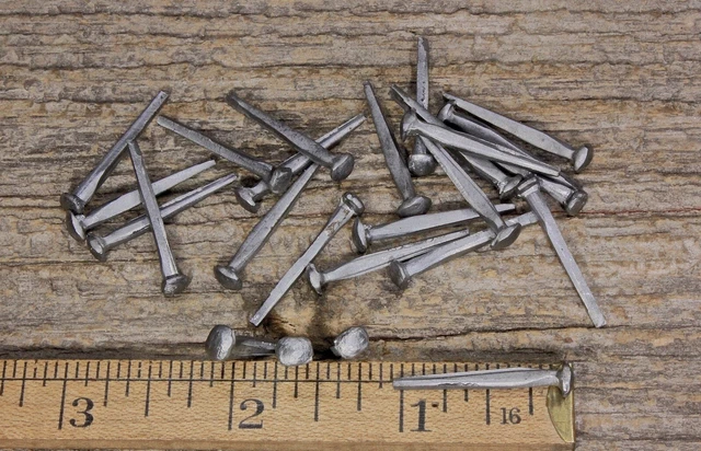 1” Square NAILS 25 quantity round small domed head brads vintage antique rustic