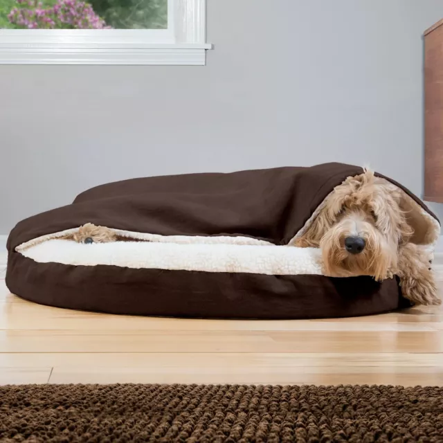 Bed Dog Hooded Donut Pet Large Round Self Warming Anti-Anxiety Cozy Blanket 2
