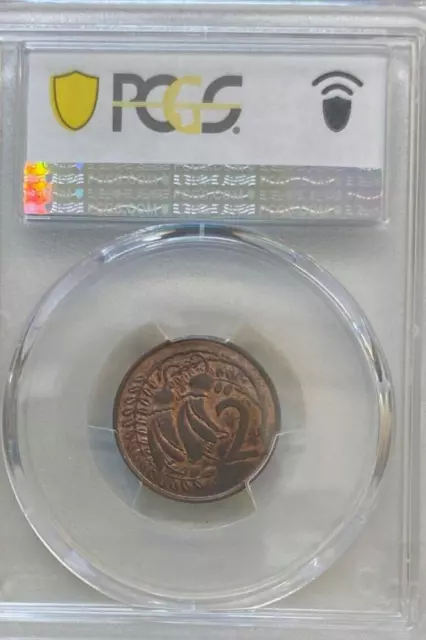 New Zealand 1967 2 Cents Bahamas Obverse " Rare Mule Error " Pcgs 63 Gem Unc #9 2