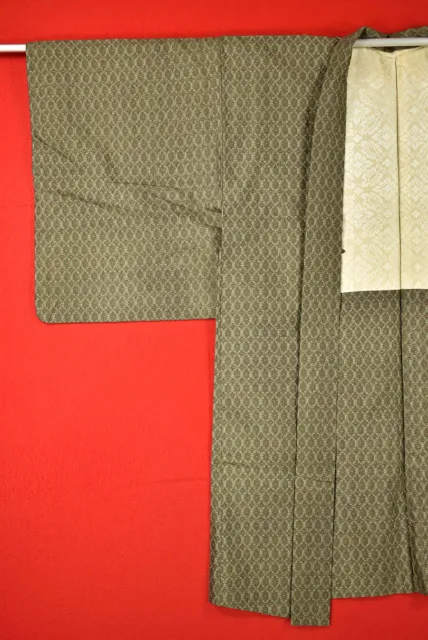 Vintage Japanese Kimono Silk Antique BORO HAORI Kusakizome Woven/B650/580 3