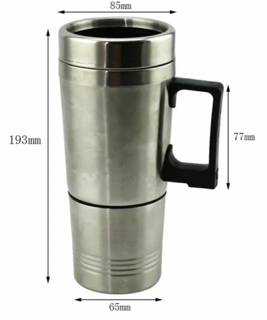 12V In-Car Thermos Thermal Heated Travel Mug Cup Caravanning Camping Coffee Tea 4