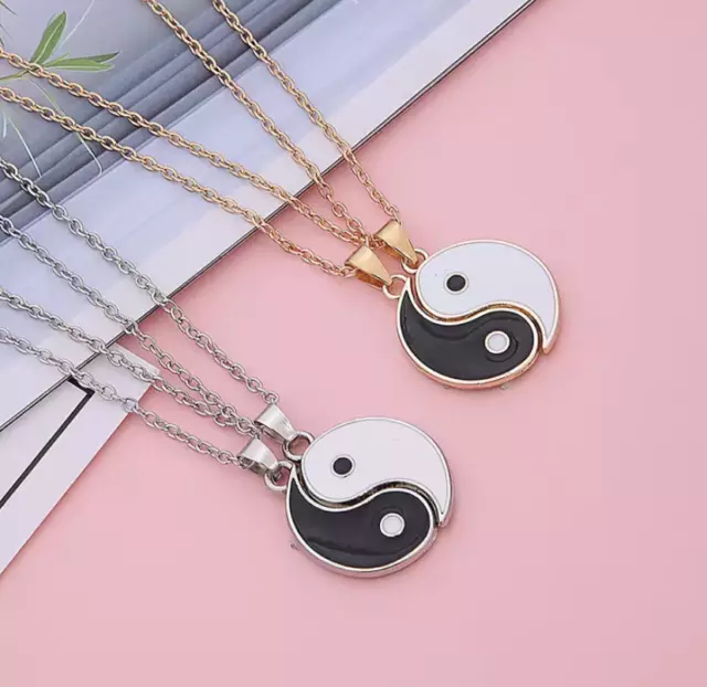 Halskette mit Anhänger Yin und Yang Symbolschmuck Paar Pärchen 2x Halskette