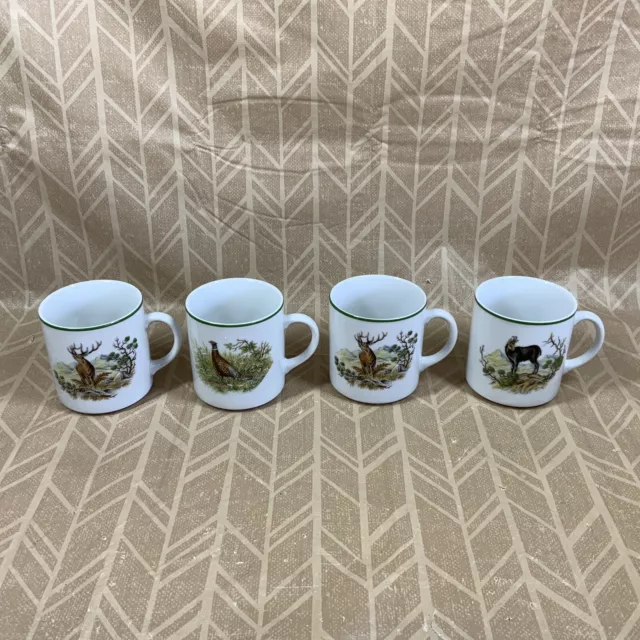 Bareuther Waldsassen Bavaria Germany Cup Mug Set Of 4 Wildlife Game Hunting 223