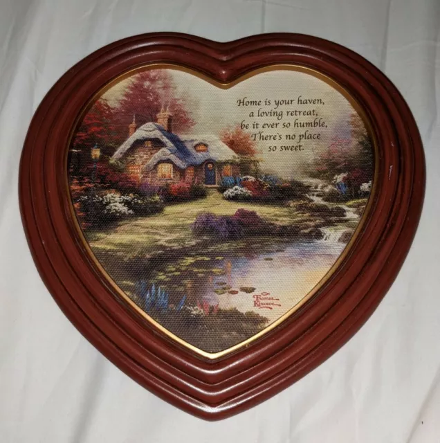 THOMAS KINKADE The Bradford Exchange “Home Sweet Home” Framed wood heart Plaque