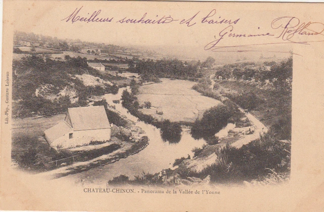 CHATEAU-CHINON panorama de la vallée de l'yonne timbrée 1904