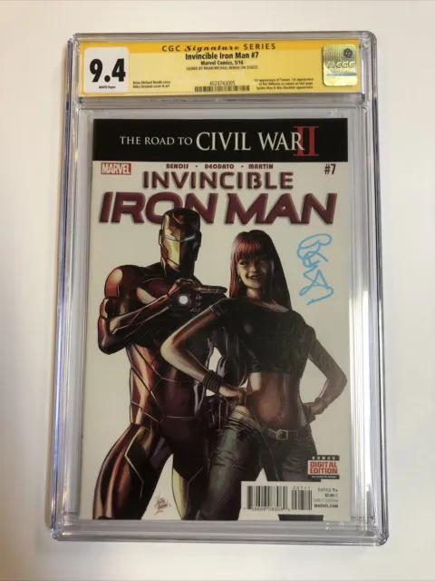 Invincible Iron Man  (2016) # 7 (CGC SS 9.4 WP) Signed Michael Bendis | 1st Riri