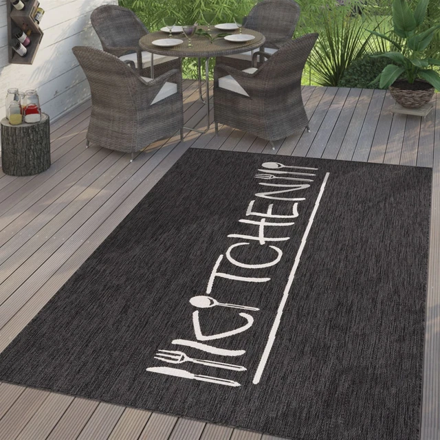 Tapis Jardin Tapis Exterieur Terrasse Cuisine Mélangé Écriture Design Moderne
