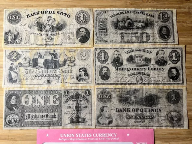 Union States Currency 1861-1865 - Banknotes - United States Civil War Era Repros