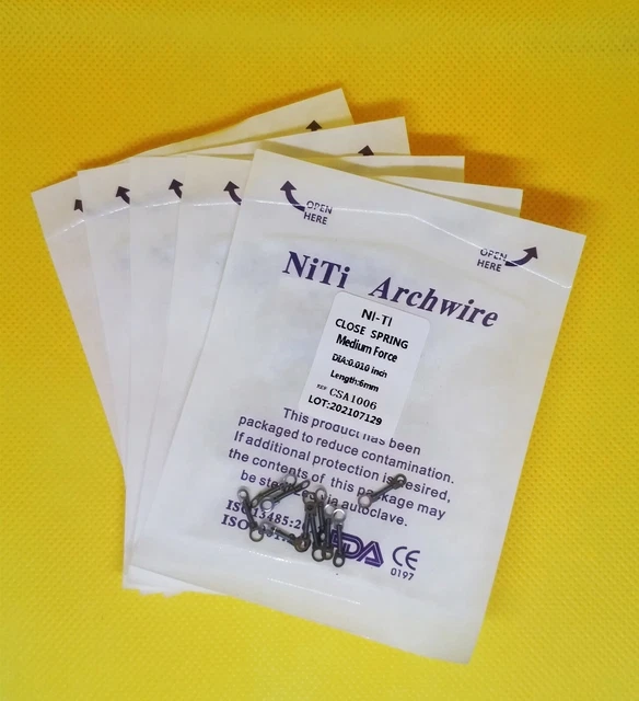 5Packs Dental Closed Coil Spring Orthodontic Niti Alloy 10*6/9/12mm Medium Force