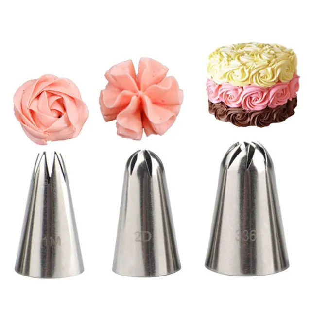 3PCS/Set Cream Cake Icing Piping Frosting Stainless Steel Nozzle Pastry T^FY