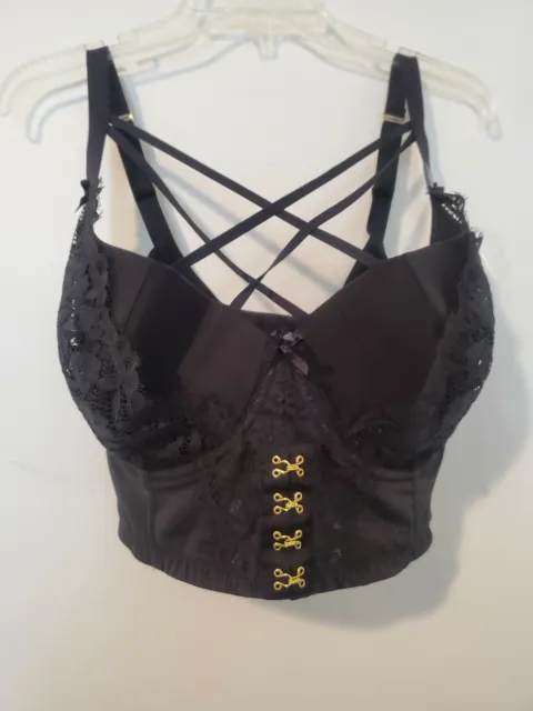 CACIQUE LIGHTLY LINED French Balconette Bra 42DDD Black Lace