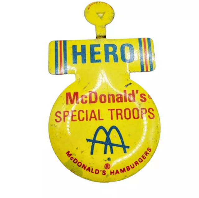1960s McDonalds Special Troops Hero Fold Over Pin Tin Metal