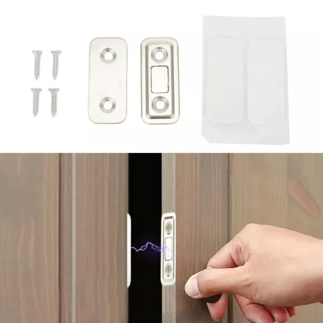 Cabinet Catcher with Magnetic & Screw & Glue Invisible Door Closer Door Stopper