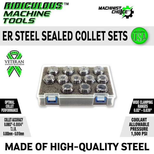 1/8-1" ER40 STEEL SEALED INCH 15 Piece Set (0.0003" T.I.R.)